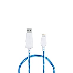 Visible USB A-L Non-MFI Flowing LED Fast Charging Cable (BLUE) (3ft) (Only Ground Shipping)