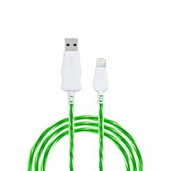 Visible USB A-L Non-MFI Flowing LED Fast Charging Cable (GREEN) (3ft) (Only Ground Shipping)
