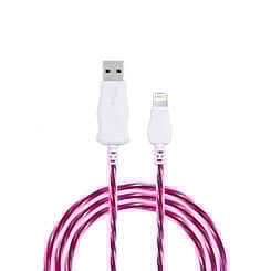 Visible USB A-L Non-MFI Flowing LED Fast Charging Cable (PINK) (3ft) (Only Ground Shipping)