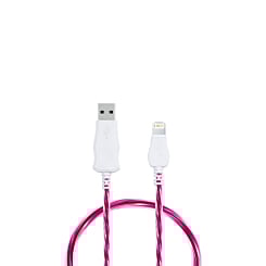 Visible USB A-L Non-MFI Flowing LED Fast Charging Cable (PINK) (3ft) (Only Ground Shipping)