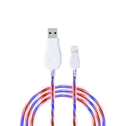 Visible USB A-L Non-MFI Glowing LED Fast Charging Cable (BLUE & RED) (3ft) (Only Ground Shipping)