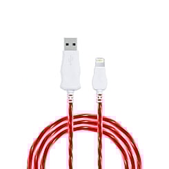 Visible USB A-L Non-MFI Flowing LED Fast Charging Cable (RED) (3ft) (Only Ground Shipping)