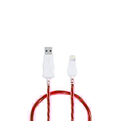 Visible USB A-L Non-MFI Flowing LED Fast Charging Cable (RED) (3ft) (Only Ground Shipping)