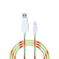 Visible USB A-L Non-MFI Glowing LED Fast Charging Cable (GREEN & RED) (3ft) (Only Ground Shipping)