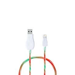 Visible USB A-L Non-MFI Glowing LED Fast Charging Cable (GREEN & RED) (3ft) (Only Ground Shipping)