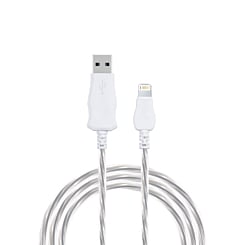 Visible USB A-L Non-MFI Flowing LED Fast Charging Cable (WHITE) (3ft) (Only Ground Shipping)