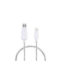 Visible USB A-L Non-MFI Flowing LED Fast Charging Cable (WHITE) (3ft) (Only Ground Shipping)