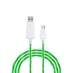 Visible USB A-C Flowing LED Fast Charging Cable (GREEN) (3ft) (Only Ground Shipping)