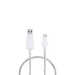 Visible USB A-C Flowing LED Fast Charging Cable (GRAY) (3ft) (Only Ground Shipping)