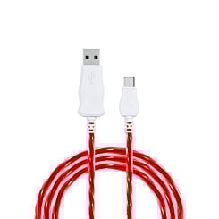 Visible USB A-C Flowing LED Fast Charging Cable (RED) (3ft) (Only Ground Shipping)