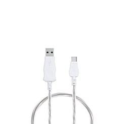 Visible USB A-C Flowing LED Fast Charging Cable (WHITE) (3ft) (Only Ground Shipping)