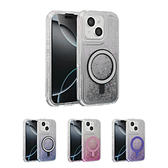Wireless Charging Protective Glitter Liquid Bumper Case for iPhone 15
