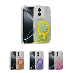 Wireless Charging Protective Glitter Liquid Bumper Case for iPhone 16 Plus (Only Ground Shipping)