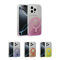 Wireless Charging Protective Glitter Liquid Bumper Case for iPhone 16 Pro (Only Ground Shipping)