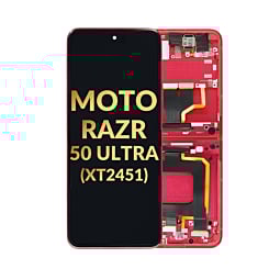 Main OLED Assembly with Frame for Motorola Moto Razr 50 Ultra (XT2451 / 2024) (HOT PINK) (Premium)