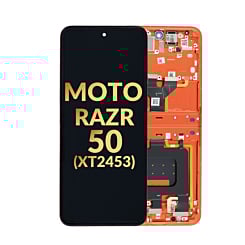 Main OLED Assembly with Frame for Motorola Moto Razr 50 (XT2453 / 2024) (SPRITZ ORANGE) (Premium)