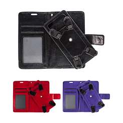 YUW-Medium (5.0"-5.2") Universal Wallet Case with 360 Degree Rotating Swivel Stand