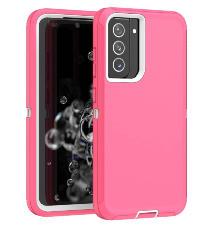 Heavy Duty Case for Galaxy A02S (HOT PINK & WHITE) (Only Ground Shipping)