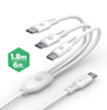 PowerPeak Type-C to 3 Type-C Splitter Cable (6ft) (White) (Only Ground Shipping)