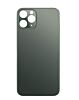 Buy the back glass with a bigger camera hole for iPhone 11 Pro Max in midnight green. It has no logo.