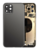 Buy the back housing frame with small components pre-installed for iPhone 11 Pro Max in space gray. It has no logo.