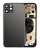 Buy the back housing frame with small components pre-installed for iPhone 11 Pro, no logo, in Space Gray.

