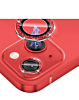 Glitter Diamond Camera Lens with HD Tempered Glass for iPhone 13 / 13 Mini (RED)
