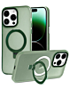 Carbon Wireless Charging Case with Ring Stand - GREEN for iPhone 13 Pro Max (Only Ground Shipping)