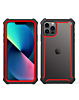 3in1 Hybrid Clear Soft TPU Hard PC Back Cover Case - BLACK & RED for iPhone 13 Pro (Only Ground Shipping)