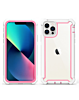 3in1 Hybrid Clear Soft TPU Hard PC Back Cover Case - WHITE & PINK for iPhone 13 Pro (Only Ground Shipping)