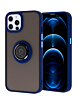 Hard PC Rear / Soft TPU Colorful Border Case with I-ring Holder - NAVY BLUE for iPhone 13 Pro Max (Only Ground Shipping)