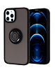 Hard PC Rear / Soft TPU Colorful Border Case with I-ring Holder - BLACK for iPhone 13 Pro Max (Only Ground Shipping)