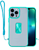 Hard Clear Magnetic Case with Hand Rope - TEAL for iPhone 12 Pro Max (Only Ground Shipping)