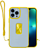 Hard Clear Magnetic Case with Hand Rope - YELLOW for iPhone 13 Pro (Only Ground Shipping)