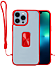 Hard Clear Magnetic Case with Hand Rope - RED for iPhone 12 Pro Max (Only Ground Shipping)