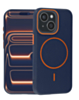 Magnetic Leather Soft Cases (WAYNE BLUE & ORANGE) for iPhone 13 / 14 (Only Ground Shipping)