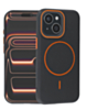 Magnetic Leather Soft Cases (BLACK & ORANGE) for iPhone 13 / 14 (Only Ground Shipping)