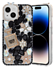 Crystal Flower Perfume Silicone Hard Case - BLACK for iPhone 13 / 14 (Only Ground Shipping)