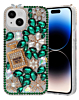 Crystal Flower Perfume Silicone Hard Case - GREEN for iPhone 13 / 14 (Only Ground Shipping)
