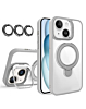 Magnetic Clear Case with 2 Kickstand & Camera Lens - GRAY for 13 / 14 / 16e / 17e (Only Ground Shipping)