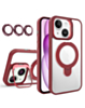 Magnetic Clear Case with 2 Kickstand & Camera Lens - WINE RED for 13 / 14 / 16e / 17e (Only Ground Shipping)