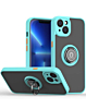 Hard PC Rear / Soft TPU Colorful Border Case with I-ring Holder - LIGHT BLUE for iPhone 14 / 13 (Only Ground Shipping)