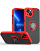 Hard PC Rear / Soft TPU Colorful Border Case with I-ring Holder - RED for iPhone 14 / 13 (Only Ground Shipping)