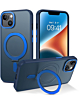 Carbon Wireless Charging Case with Ring Stand - DARK BLUE for iPhone 14 / 13 (Only Ground Shipping)