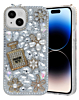 Crystal Flower Perfume Silicone Hard Case - SILVER for iPhone 13 / 14 (Only Ground Shipping)