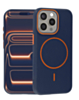 Magnetic Leather Soft Cases (WAYNE BLUE & ORANGE) for iPhone 14 Pro Max (Only Ground Shipping)