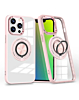 Transparent Wireless Charging Case with Ring Holder - PINK for iPhone 14 Pro Max (Only Ground Shipping)