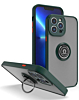 Hard PC Rear / Soft TPU Colorful Border Case with I-ring Holder - DARK GREEN for iPhone 14 Pro (Only Ground Shipping)