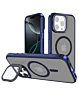 Slim Transparent Camera Stand Case with Wireless Charging - NAVY BLUE for iPhone 14 Pro Max (Only Ground Shipping)