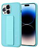 Hand Strap Vertical Magnetic Kickstand Case - TEAL for iPhone 14 Pro Max (Only Ground Shipping)